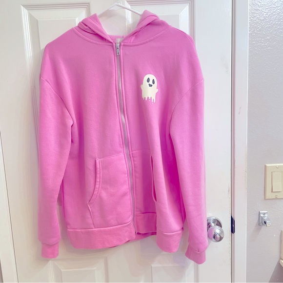 Hot Topic Sweaters - Pink ghost hoodie